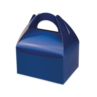 6 party box BLU - scatole porta merenda Happy Meal regalo fine festa 15x18x11cm