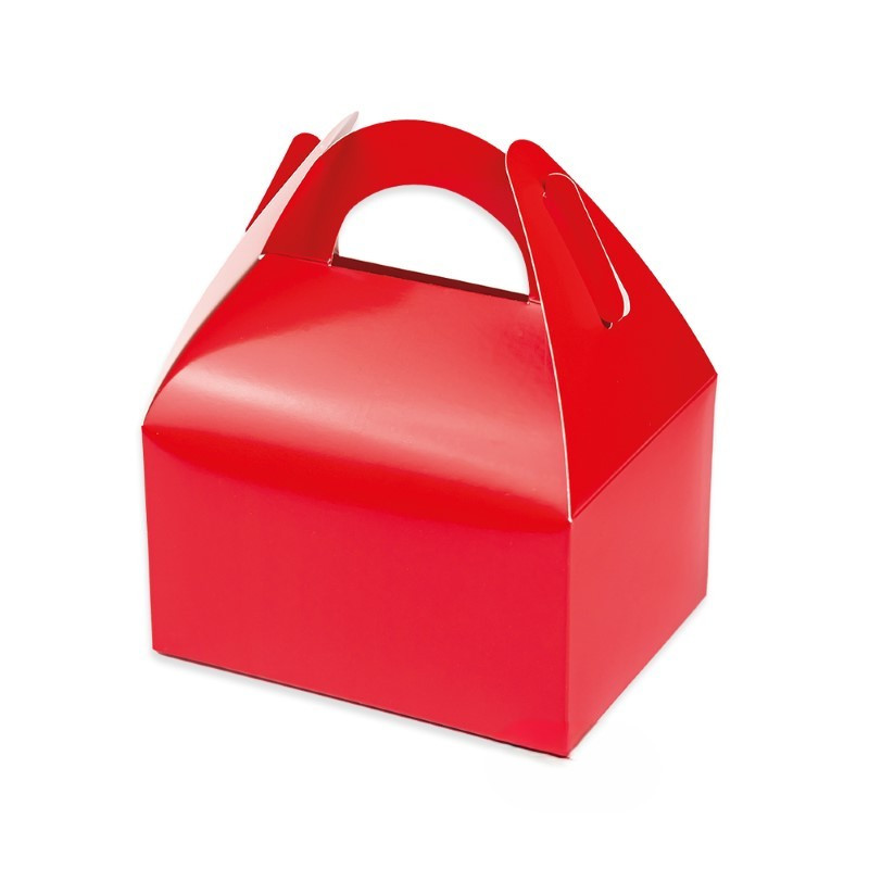 6 party box ROSSO - scatole porta merenda Happy Meal regalo fine festa 15x18x11cm