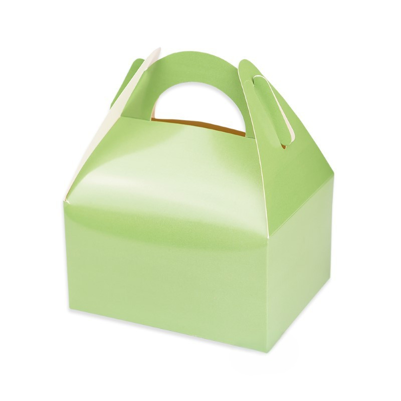6 party box VERDE OLIVA - scatole porta merenda Happy Meal regalo fine festa 15x18x11cm
