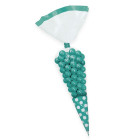 10 x BUSTINE sacchetto cono in plastica pois acqua marina con chiudi busta h25cm
