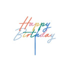 Cake Topper in acrilico scritta HAPPY BIRTHDAY multicolor decorazione torte dolci 18x16,5cm