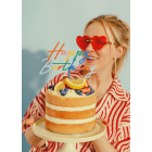 Cake Topper in acrilico scritta HAPPY BIRTHDAY multicolor decorazione torte dolci 18x16,5cm