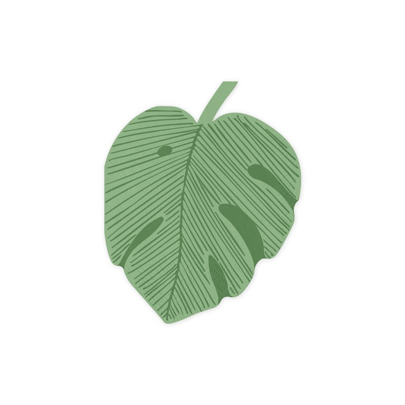 12 Tovaglioli in carta a forma di FOGLIA di Monstera verde - 14,5x18cm