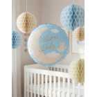 Pallone Benvenuto "WELCOM BABY" - Nascita Bimbo - stampa luna nuvole colomba - 45cm