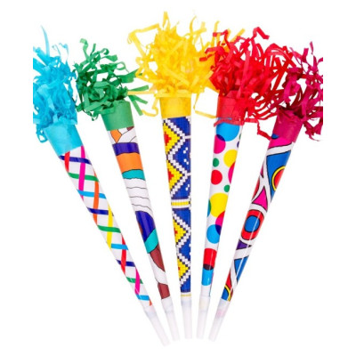36 Trombette in carta colorete CARNEVALE 35 cm - compleanni, feste e party