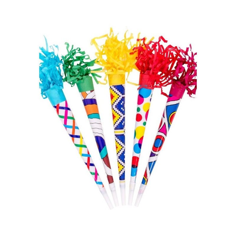 36 Trombette in carta colorete CARNEVALE 35 cm - compleanni, feste e party