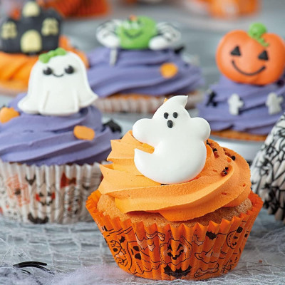 Kit HALLOWEEN in ZUCCHERO - Zucca Fantasma Castello - decorazione per torte