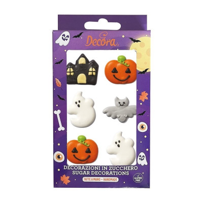 Kit HALLOWEEN in ZUCCHERO - Zucca Fantasma Castello - decorazione per torte