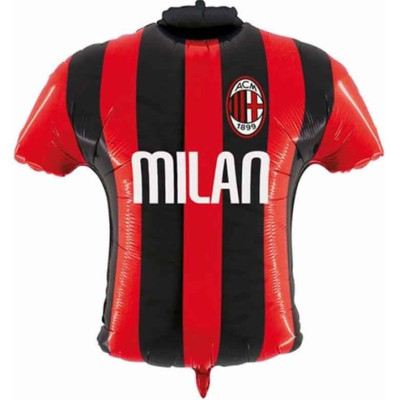 Pallone Palloncino in Mylar MAGLIETTA con stemma e scritta Rosso Nero - 63x65 cm