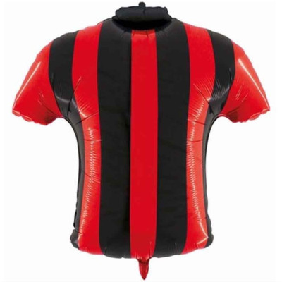 Pallone Palloncino in Mylar MAGLIETTA con stemma e scritta Rosso Nero - 63x65 cm