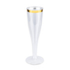 6 Flute in plastica riutilizzabili con bordo ORO Lucido 140cc - Calici da Spumante