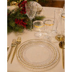 Kit coordinato tavola festa SHIMMER plastica riutilizzabile trasparente - piatti bicchieri