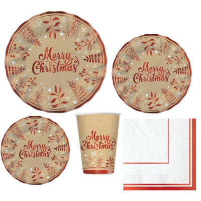 Coordinato tavola Natale KRAFT Merry Christmas sottopiatti piatti bicchieri tovaglioli