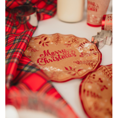 Coordinato tavola Natale KRAFT Merry Christmas sottopiatti piatti bicchieri tovaglioli
