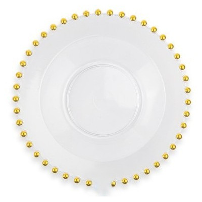 6 Coppetta plastica riutilizzabile trasparente con sfere oro su bordo 14 cm
