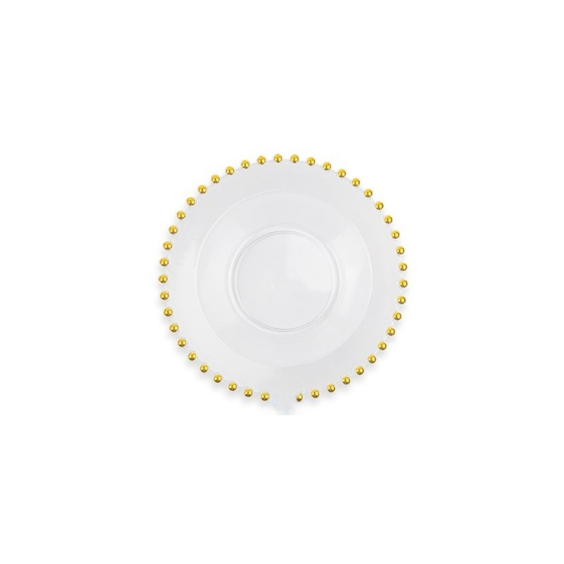 6 Coppetta plastica riutilizzabile trasparente con sfere oro su bordo 14 cm