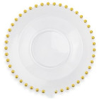 6 Coppetta plastica riutilizzabile trasparente con sfere oro su bordo 14 cm