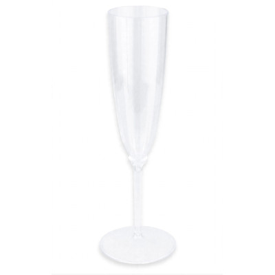 6 Flute in plastica RIBBED riutilizzabili trasparenti 180cc - Calici da Spumante