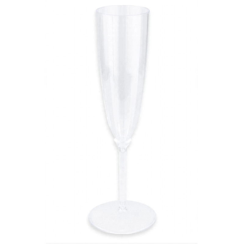 6 Flute in plastica RIBBED riutilizzabili trasparenti 180cc - Calici da Spumante