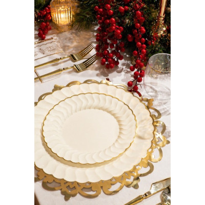 6 SottoPiatto ROYAL Ø33 cm ORO lucido in carta - addobbo decoro tavola