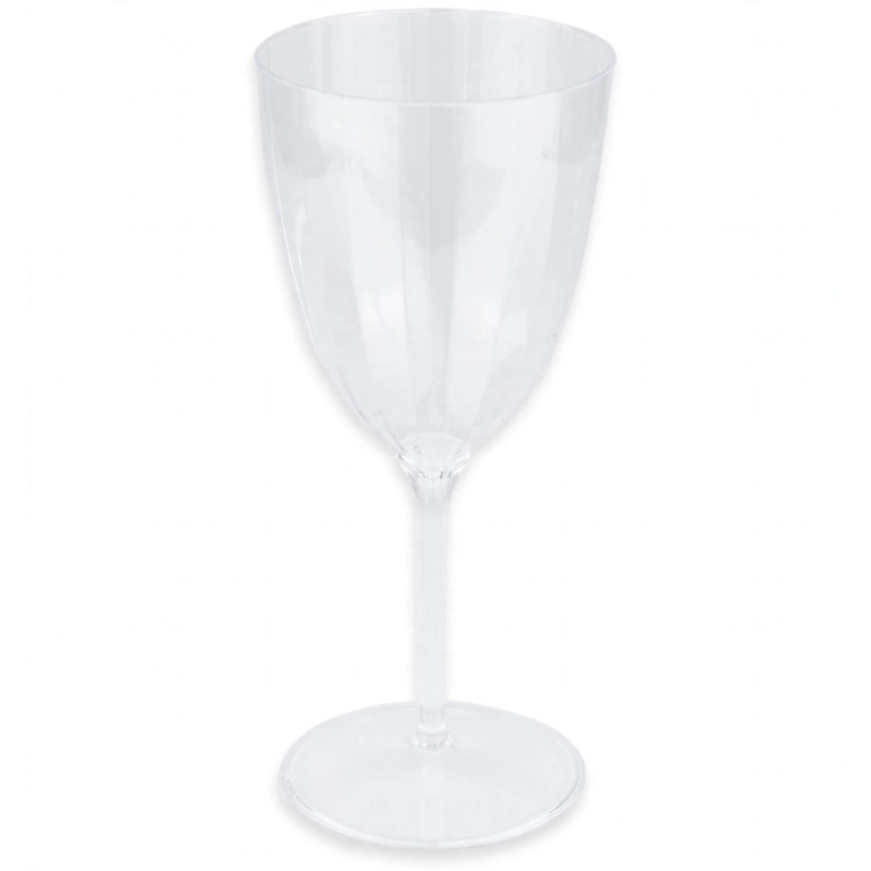 6 Calice in plastica RIBBED riutilizzabili trasparenti 210cc -