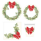 40 pz coordinato CHRISTMAS GARLAND piatti bicchieri tovaglioli addobbo tavola