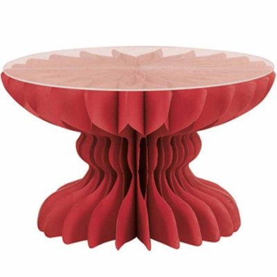Alzatina colonna in carta Rosso - 16x25cm - con piano d'appoggio trasparente
