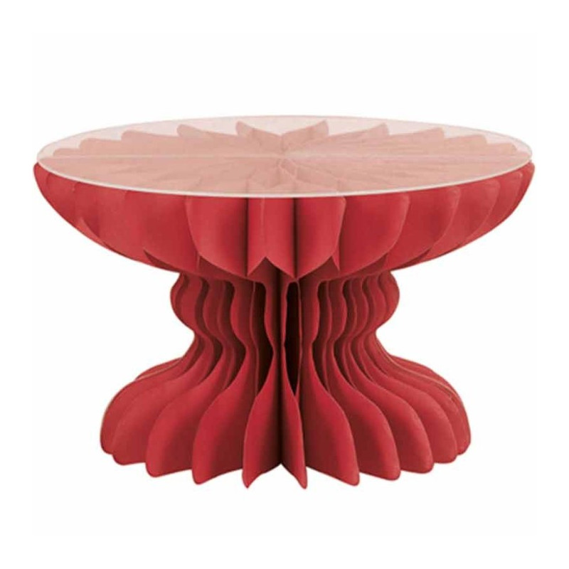 Alzatina colonna in carta Rosso - 16x25cm - con piano d'appoggio trasparente