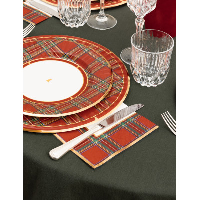 40 pz coordinato MODERN SCOTTISH Natale piatti bicchieri tovaglioli addobbo tavola