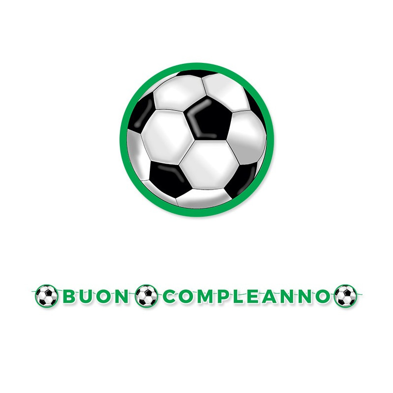 Festone in carta BUON COMPLEANNO CALCIO Ghirlanda decorativa 6 Mt cm