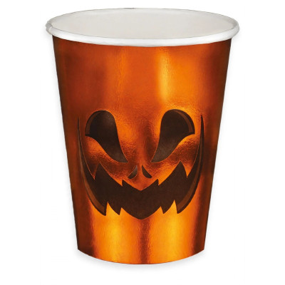Kit coordinato tavolo HALLOWEEN - tema zucca arancio metal - set piatto bicchiere tovagliolo