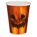 Kit coordinato tavolo HALLOWEEN - tema zucca arancio metal - set piatto bicchiere tovagliolo