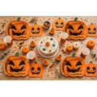 Kit coordinato tavolo HALLOWEEN - tema zucca arancio metal - set piatto bicchiere tovagliolo