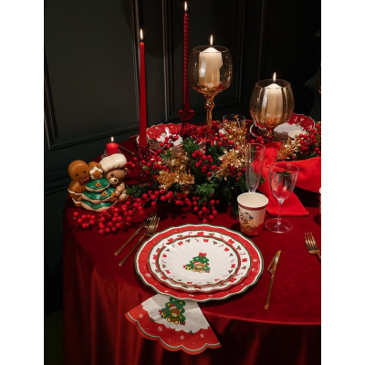 Kit coordinato tavola festa THUN teddy friend NATALE - piatti bicchieri tovaglioli