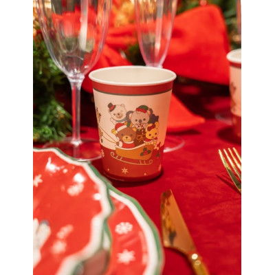 Kit coordinato tavola festa THUN teddy friend NATALE - piatti bicchieri tovaglioli