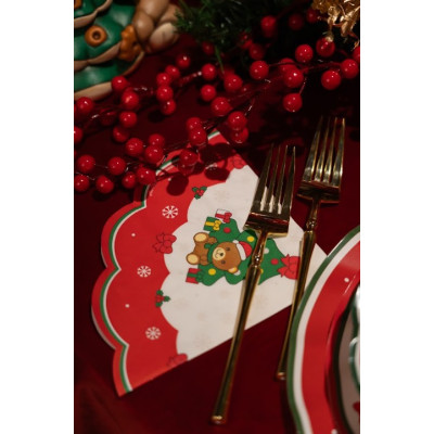 Kit coordinato tavola festa THUN teddy friend NATALE - piatti bicchieri tovaglioli