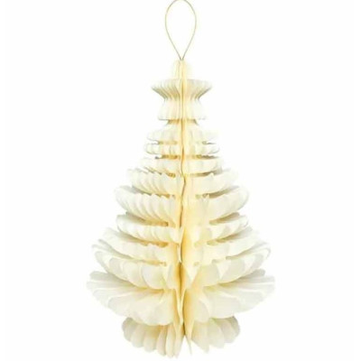 1 Albero di NataleAvorio in Carta nido d'ape stile Barocco con stella, Altezza 40 - addobbo tavolo, casa