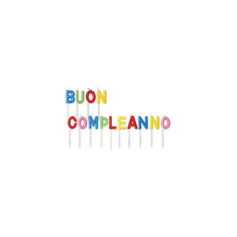 Candele Scritta BUON COMPLEANNO - multicolor glitter - candeline per torte e dolci