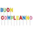 Candele Scritta BUON COMPLEANNO - multicolor glitter - candeline per torte e dolci