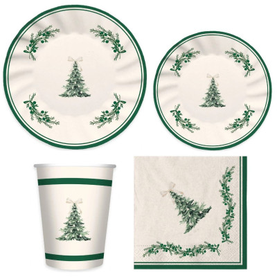 Coordinato tavola Natale GREEN CHRISTMAS piatti bicchieri tovaglioli