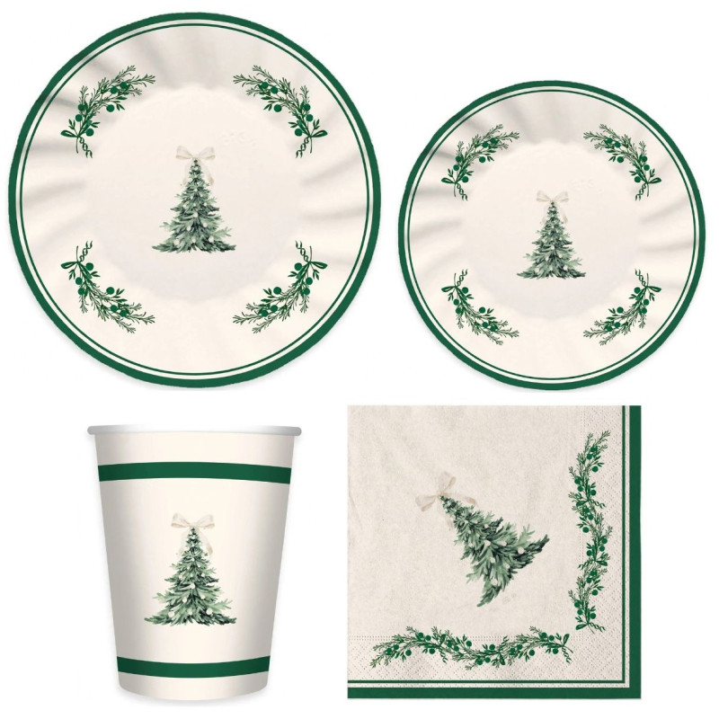 Coordinato tavola Natale GREEN CHRISTMAS piatti bicchieri tovaglioli