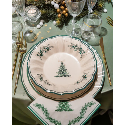 Coordinato tavola Natale GREEN CHRISTMAS piatti bicchieri tovaglioli