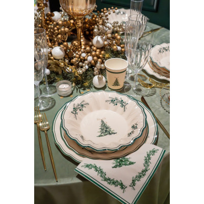 Coordinato tavola Natale GREEN CHRISTMAS piatti bicchieri tovaglioli