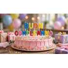 Candele Scritta BUON COMPLEANNO - multicolor glitter - candeline per torte e dolci