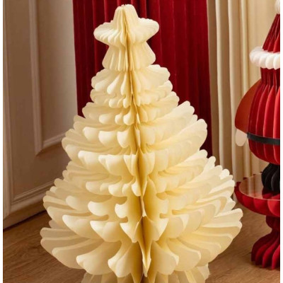 1 Albero di NataleAvorio in Carta nido d'ape stile Barocco con stella, Altezza 40 - addobbo tavolo, casa