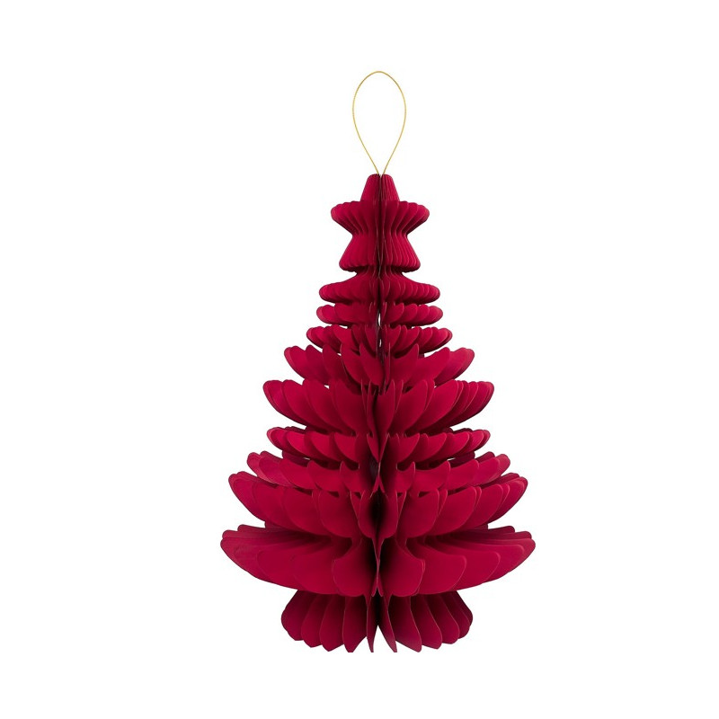 1 Albero di Natale Rosso in Carta nido d'ape stile Barocco con stella, Altezza 40 - addobbo tavolo, casa