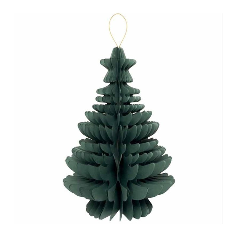 1 Albero di Natale Verde in Carta nido d'ape stile Barocco con stella, Altezza 40 - addobbo tavolo, casa