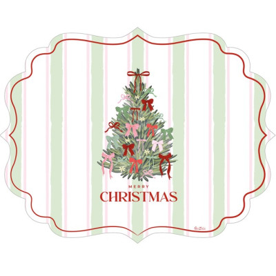 4 Tovaglietta Sottopiatti 43x33cm NATALE CHRISTMAS BOW TREES in cartoncino monouso