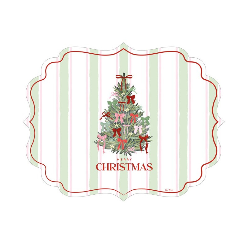 4 Tovaglietta Sottopiatti 43x33cm NATALE CHRISTMAS BOW TREES in cartoncino monouso