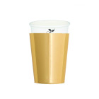 8 Bicchiere 250 cc in carta monouso COMPOSTABILE + 8 cover monocolore ORO SATINATO
